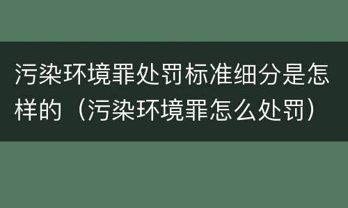 污染环境罪处罚标准细分是怎样的（污染环境罪怎么处罚）