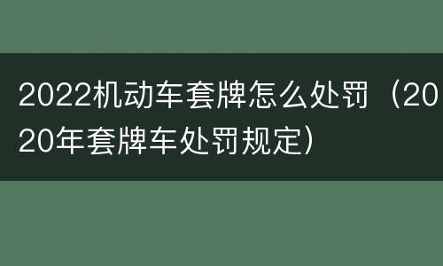 2022机动车套牌怎么处罚（2020年套牌车处罚规定）