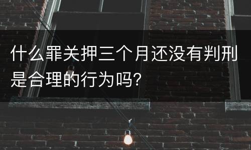 什么罪关押三个月还没有判刑是合理的行为吗？