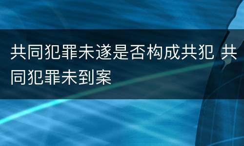 共同犯罪未遂是否构成共犯 共同犯罪未到案