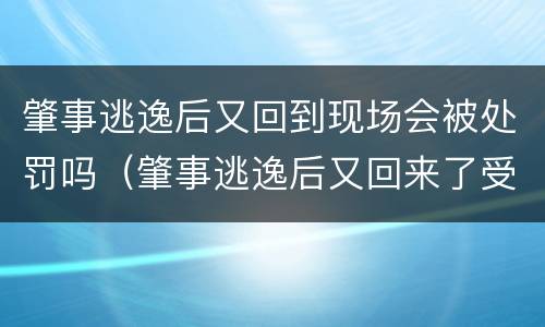 肇事逃逸后又回到现场会被处罚吗（肇事逃逸后又回来了受到如何处理）