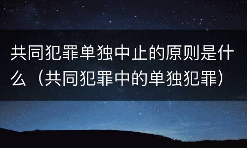 共同犯罪单独中止的原则是什么（共同犯罪中的单独犯罪）