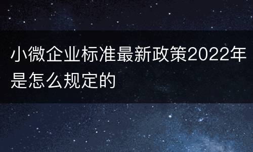 小微企业标准最新政策2022年是怎么规定的