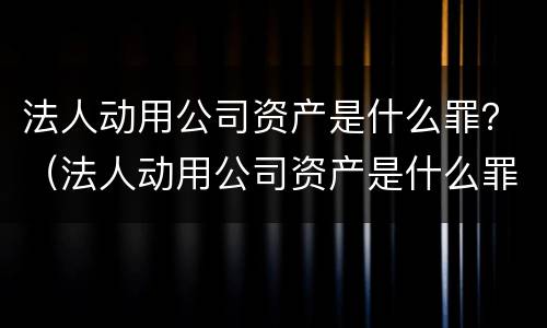 法人动用公司资产是什么罪？（法人动用公司资产是什么罪名）