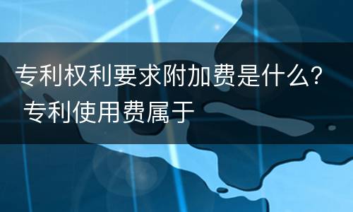 专利权利要求附加费是什么？ 专利使用费属于