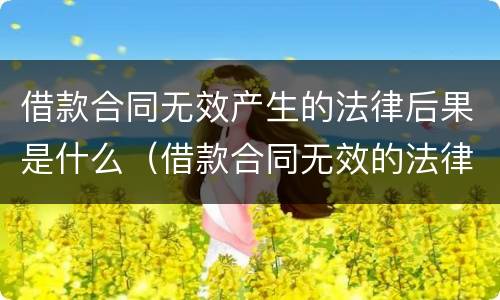 借款合同无效产生的法律后果是什么（借款合同无效的法律规定）