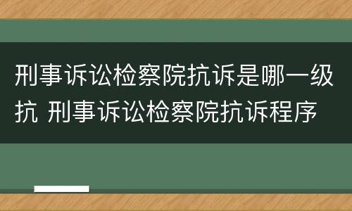 刑事诉讼检察院抗诉是哪一级抗 刑事诉讼检察院抗诉程序