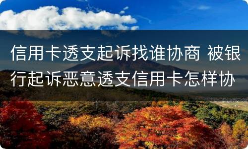 信用卡透支起诉找谁协商 被银行起诉恶意透支信用卡怎样协商