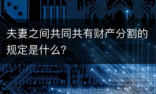 夫妻之间共同共有财产分割的规定是什么？