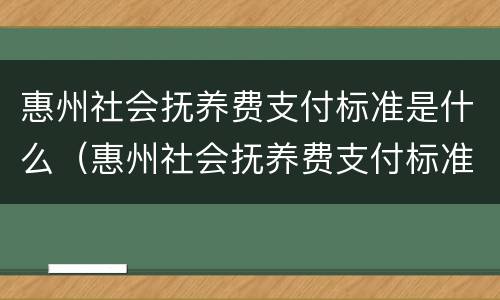 惠州社会抚养费支付标准是什么（惠州社会抚养费支付标准是什么样的）