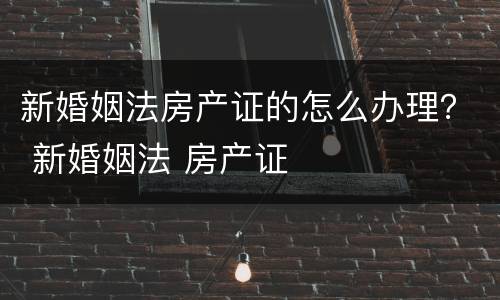 新婚姻法房产证的怎么办理？ 新婚姻法 房产证