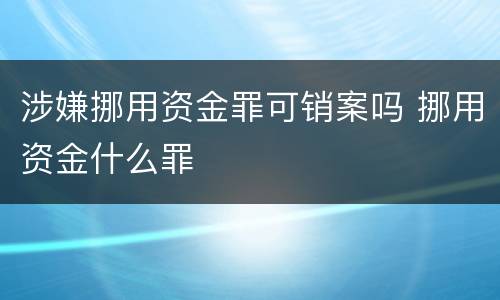 涉嫌挪用资金罪可销案吗 挪用资金什么罪