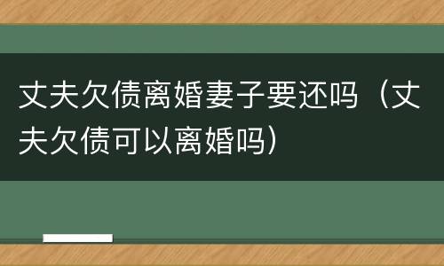 丈夫欠债离婚妻子要还吗（丈夫欠债可以离婚吗）