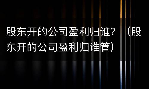 股东开的公司盈利归谁？（股东开的公司盈利归谁管）