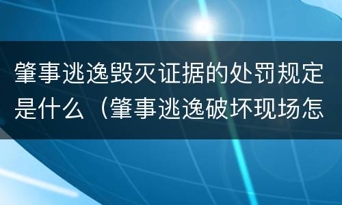 肇事逃逸毁灭证据的处罚规定是什么（肇事逃逸破坏现场怎么处理）