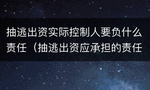 抽逃出资实际控制人要负什么责任（抽逃出资应承担的责任）