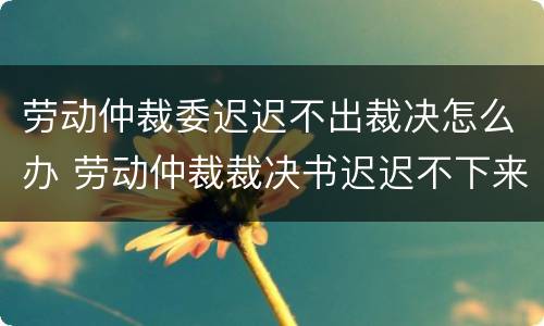 劳动仲裁委迟迟不出裁决怎么办 劳动仲裁裁决书迟迟不下来怎么办