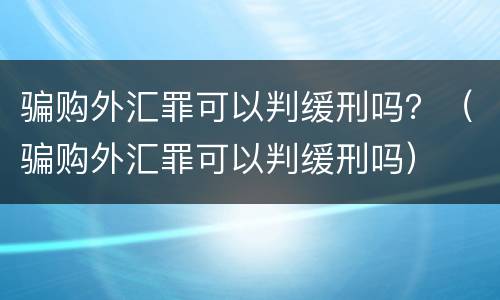 骗购外汇罪可以判缓刑吗？（骗购外汇罪可以判缓刑吗）