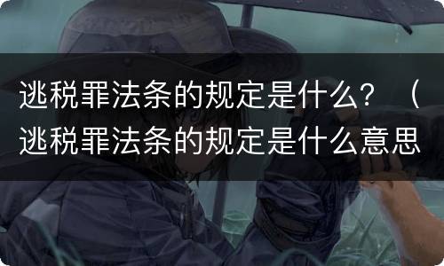 逃税罪法条的规定是什么？（逃税罪法条的规定是什么意思）