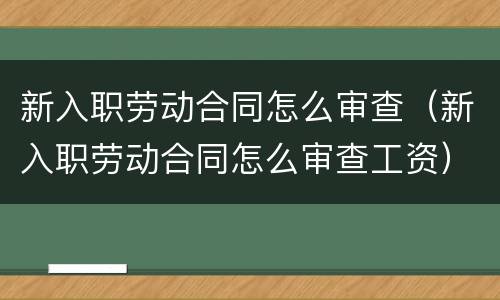 新入职劳动合同怎么审查（新入职劳动合同怎么审查工资）