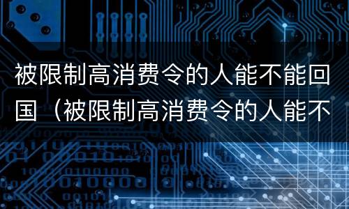 被限制高消费令的人能不能回国（被限制高消费令的人能不能回国旅游）