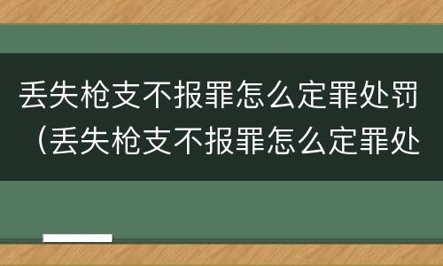 丢失枪支不报罪怎么定罪处罚（丢失枪支不报罪怎么定罪处罚条例）