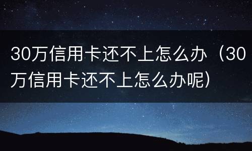 30万信用卡还不上怎么办（30万信用卡还不上怎么办呢）