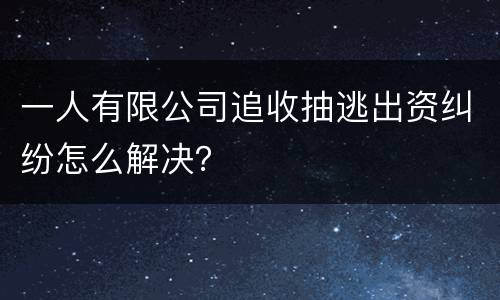 一人有限公司追收抽逃出资纠纷怎么解决？