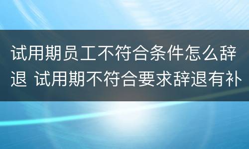 试用期员工不符合条件怎么辞退 试用期不符合要求辞退有补偿吗