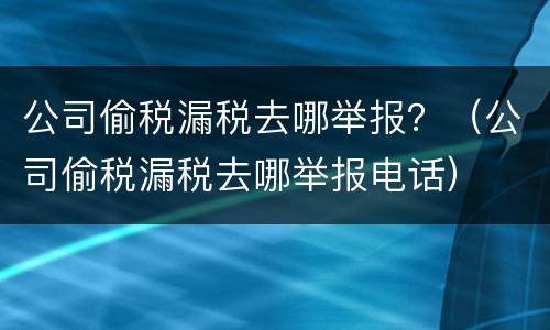 公司偷税漏税去哪举报？（公司偷税漏税去哪举报电话）