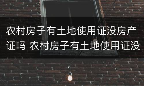 农村房子有土地使用证没房产证吗 农村房子有土地使用证没房产证吗