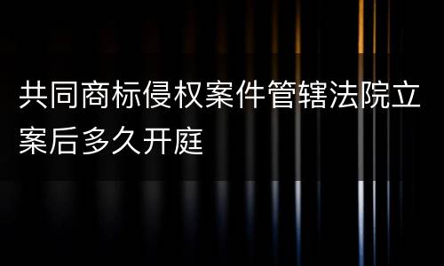 共同商标侵权案件管辖法院立案后多久开庭