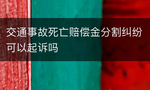 交通事故死亡赔偿金分割纠纷可以起诉吗