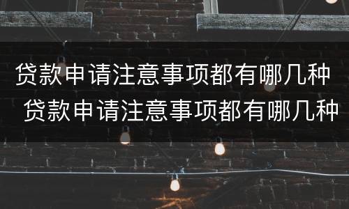 贷款申请注意事项都有哪几种 贷款申请注意事项都有哪几种方式