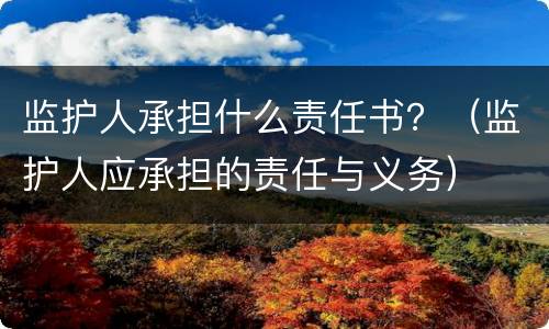 监护人承担什么责任书？（监护人应承担的责任与义务）