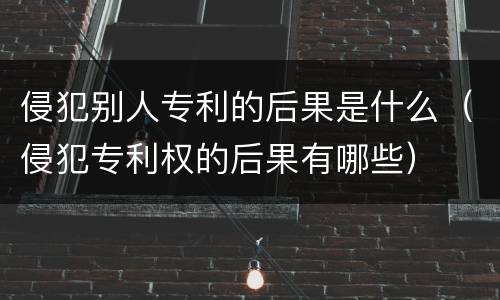 侵犯别人专利的后果是什么（侵犯专利权的后果有哪些）