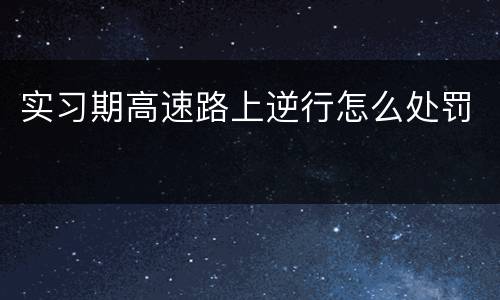 实习期高速路上逆行怎么处罚