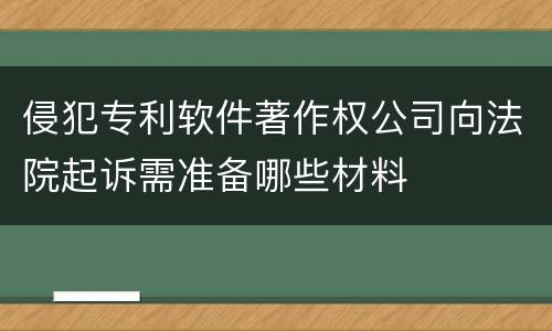 侵犯专利软件著作权公司向法院起诉需准备哪些材料