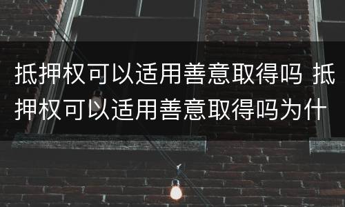 抵押权可以适用善意取得吗 抵押权可以适用善意取得吗为什么