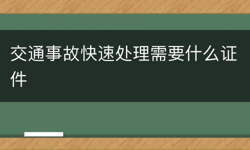 交通事故快速处理需要什么证件