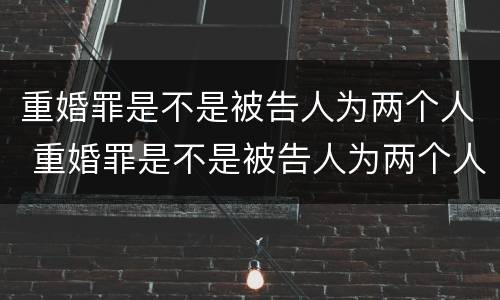 重婚罪是不是被告人为两个人 重婚罪是不是被告人为两个人所得