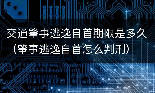 交通肇事逃逸自首期限是多久（肇事逃逸自首怎么判刑）