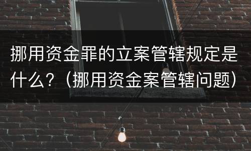 挪用资金罪的立案管辖规定是什么?（挪用资金案管辖问题）