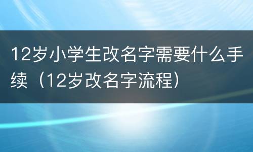 12岁小学生改名字需要什么手续（12岁改名字流程）