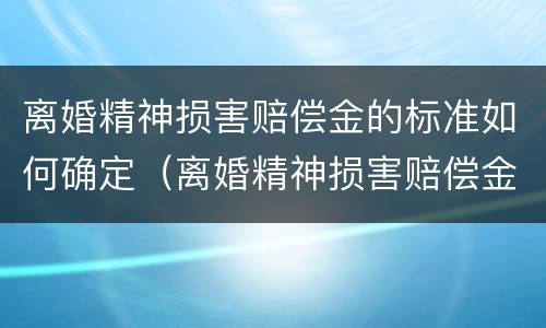 离婚精神损害赔偿金的标准如何确定（离婚精神损害赔偿金的标准如何确定呢）