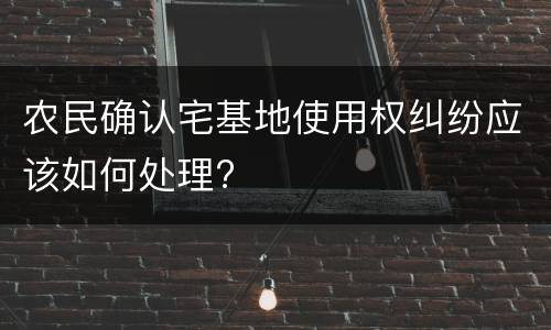 农民确认宅基地使用权纠纷应该如何处理?