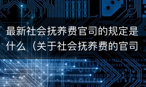 最新社会抚养费官司的规定是什么（关于社会抚养费的官司）