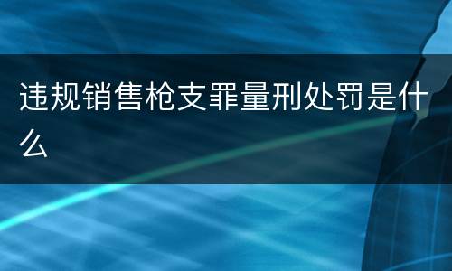 违规销售枪支罪量刑处罚是什么