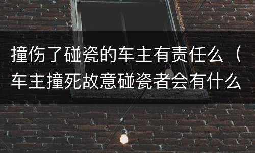 撞伤了碰瓷的车主有责任么（车主撞死故意碰瓷者会有什么后果）