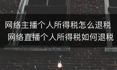 网络主播个人所得税怎么退税 网络直播个人所得税如何退税